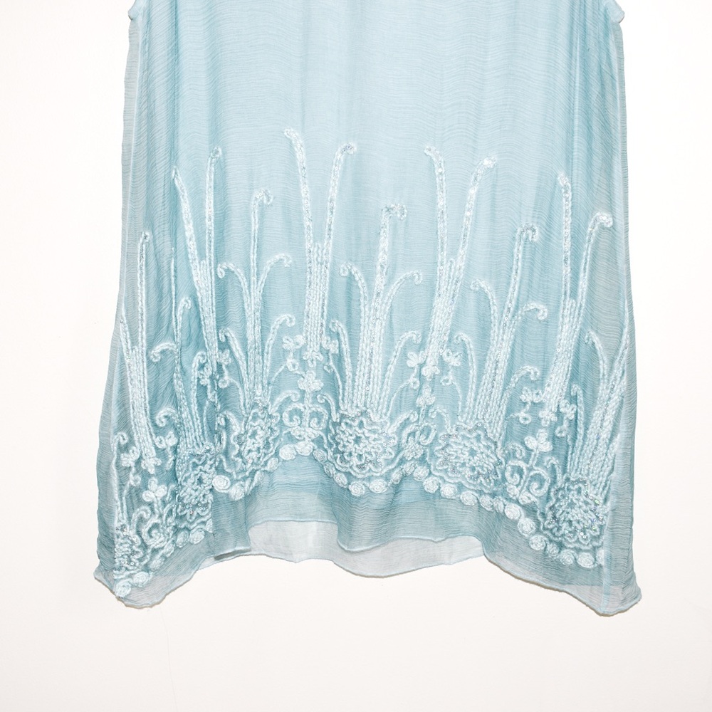 Soft Surroundings Silk Romance Top Light Blue - Picture 2 of 5